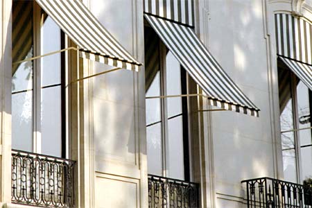 Store Banne à Projection 2 Accouplement de stores à rayures blanches et noires