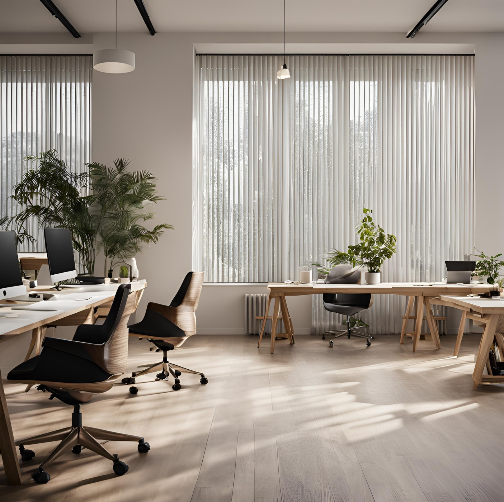 Stores bandes verticales 1 Stores bandes verticales blancs, espace travail